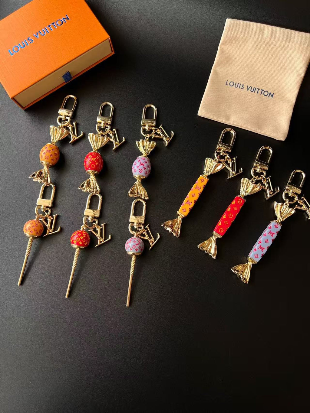Luxury Lollipop Monogram Bag Charm Keychain