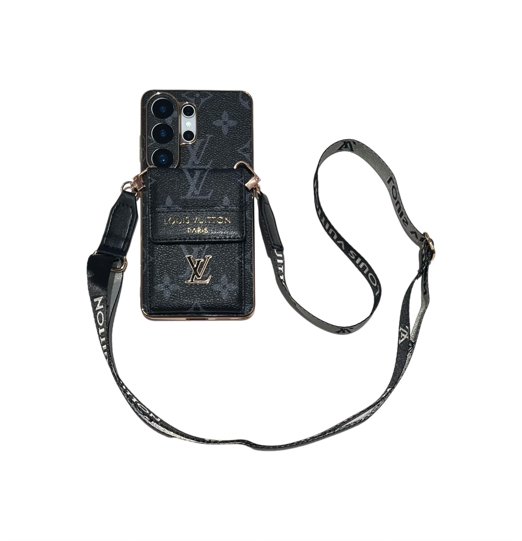 Luxury Advanced Leather Samsung Phone Case with Wallet and Strap.