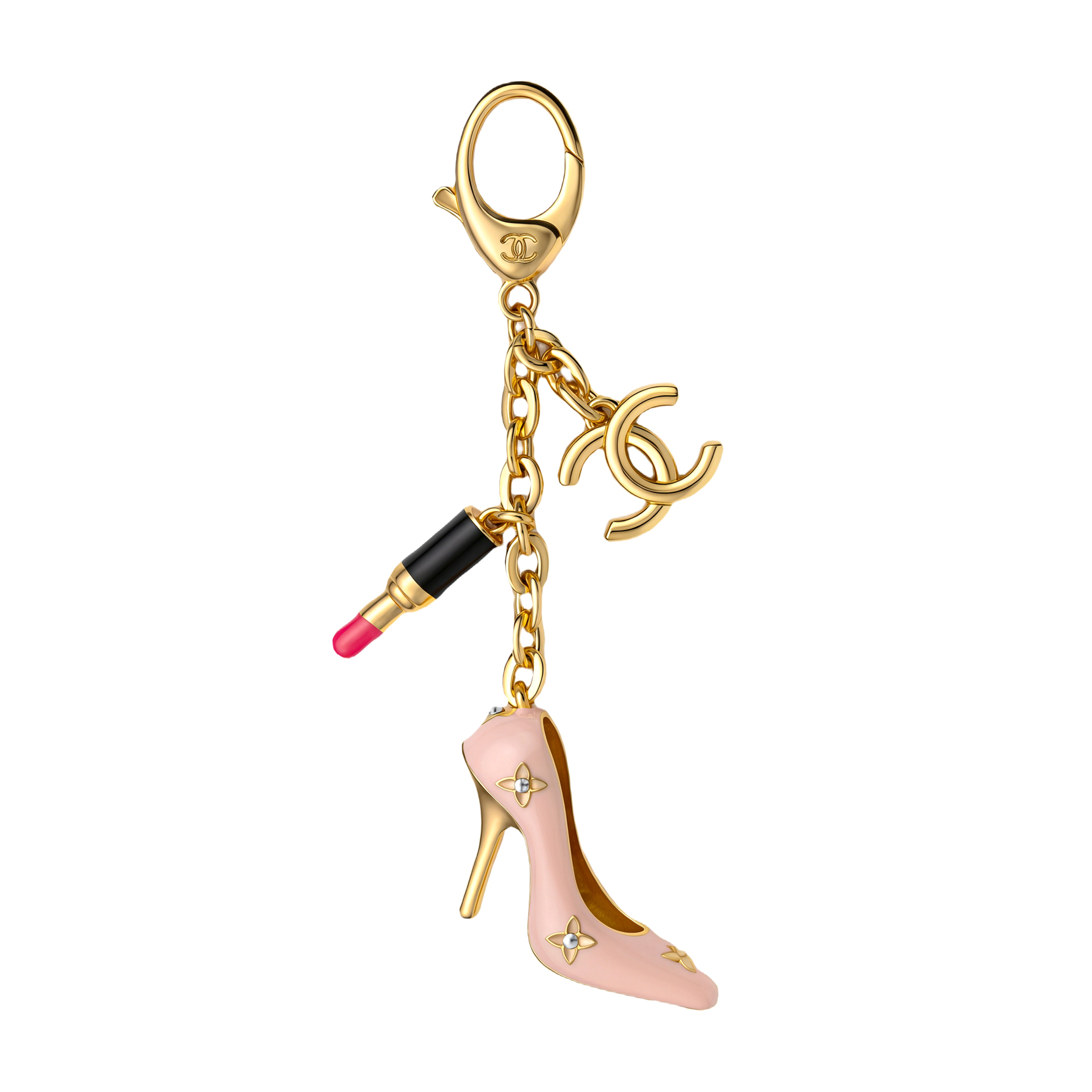 Glam High‑Heel Lipstick Bag Charm Keychain