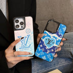 Coque iPhone de luxe en cuir bleu