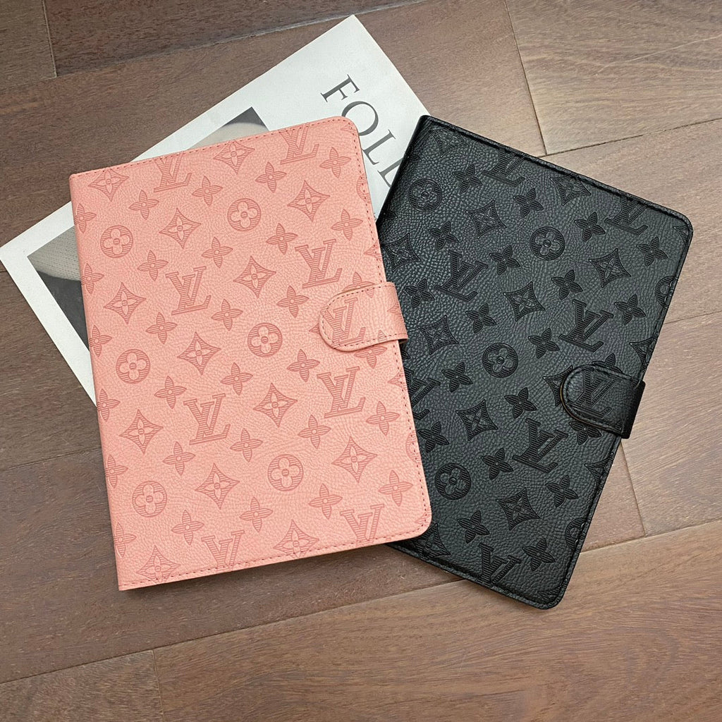 3D dombornyomott vászon monogram tok Apple iPad kihajtható fedél állvány funkcióval