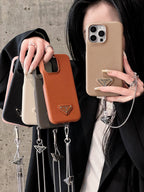 Lyxigt läder Crossbody iPhone-fodral