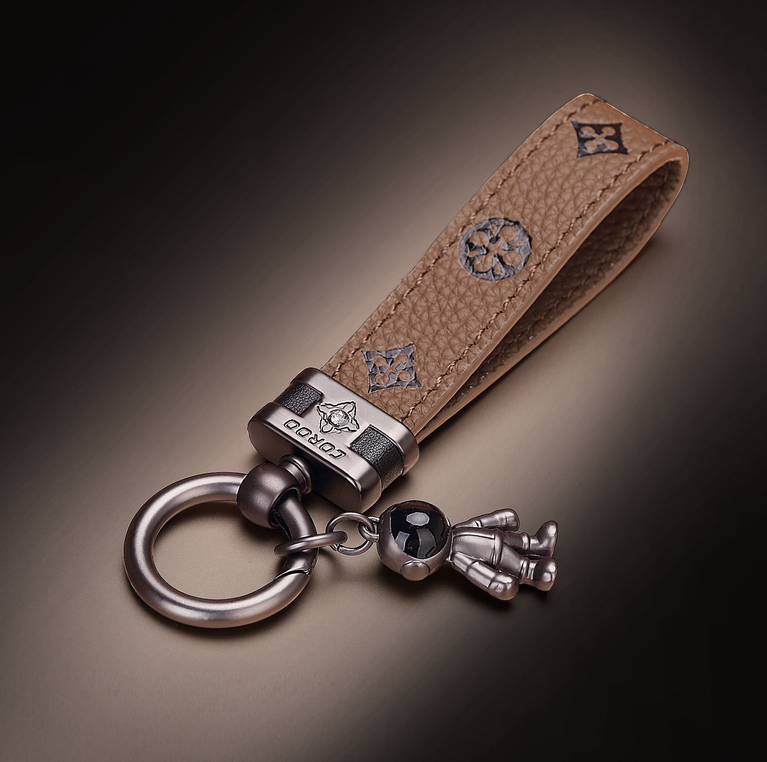 Genuine Leather Luxury Car Astronaut Keychain