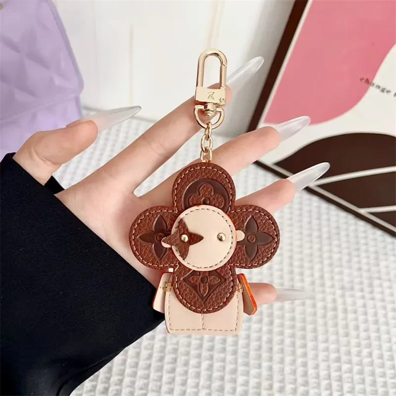Flower Leather Bag Charm | Cute Keychain & Handbag Accessory