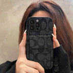 Étui classique pour iPhone avec portefeuille noir-HP240513