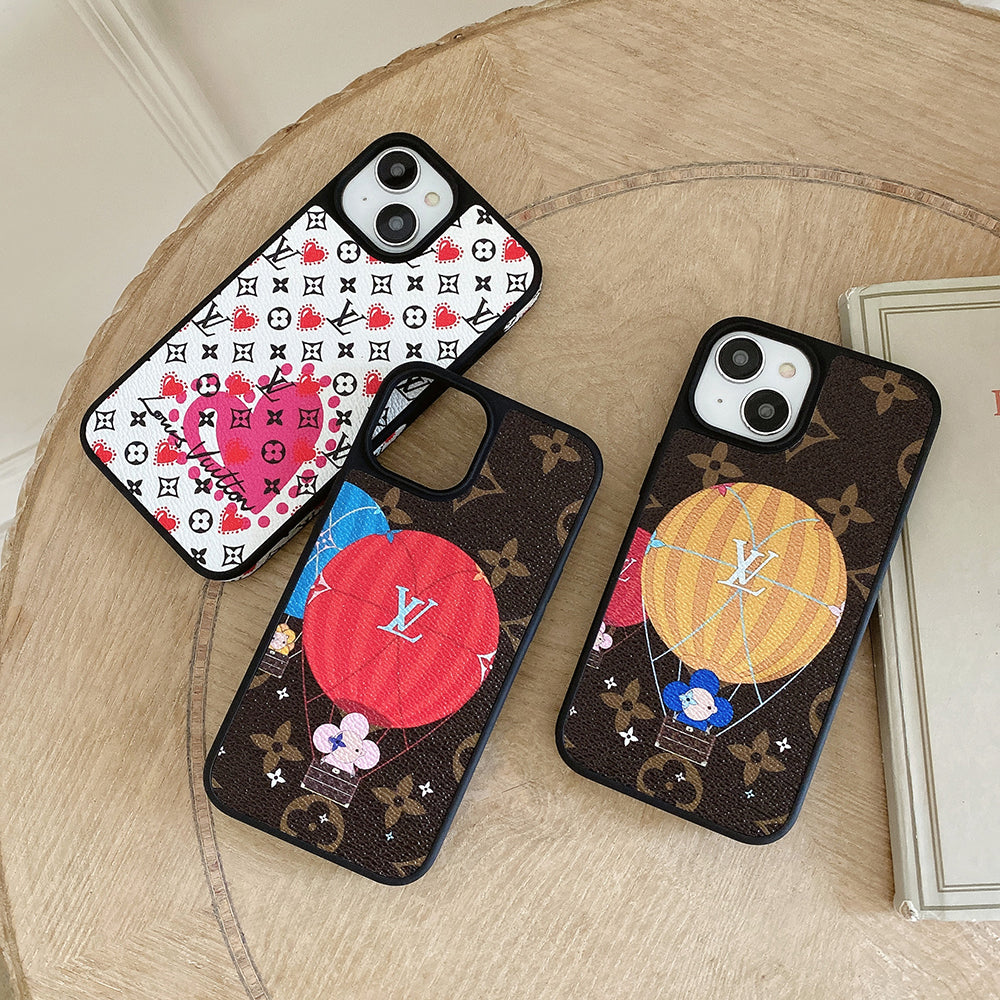 Luxe leren iPhone-hoesje met ballon & hart