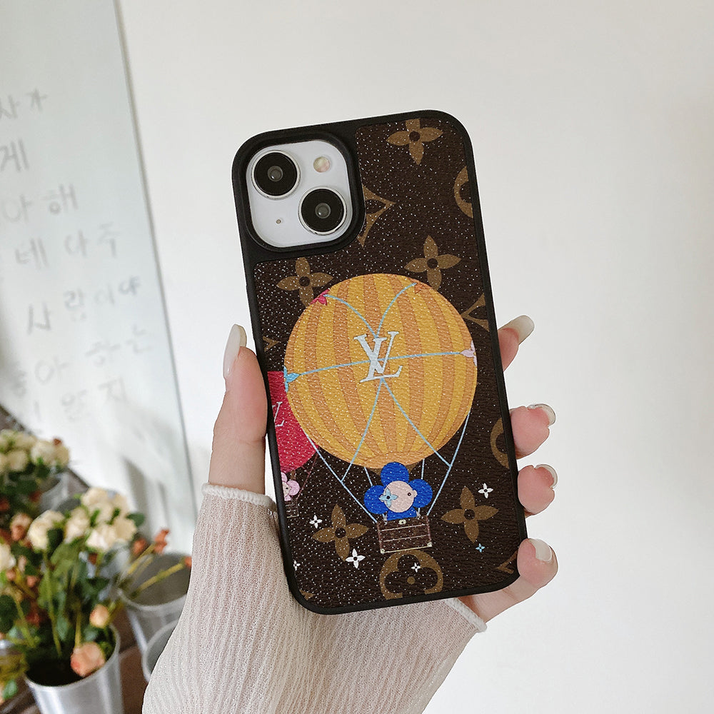 Luxe leren iPhone-hoesje met ballon & hart