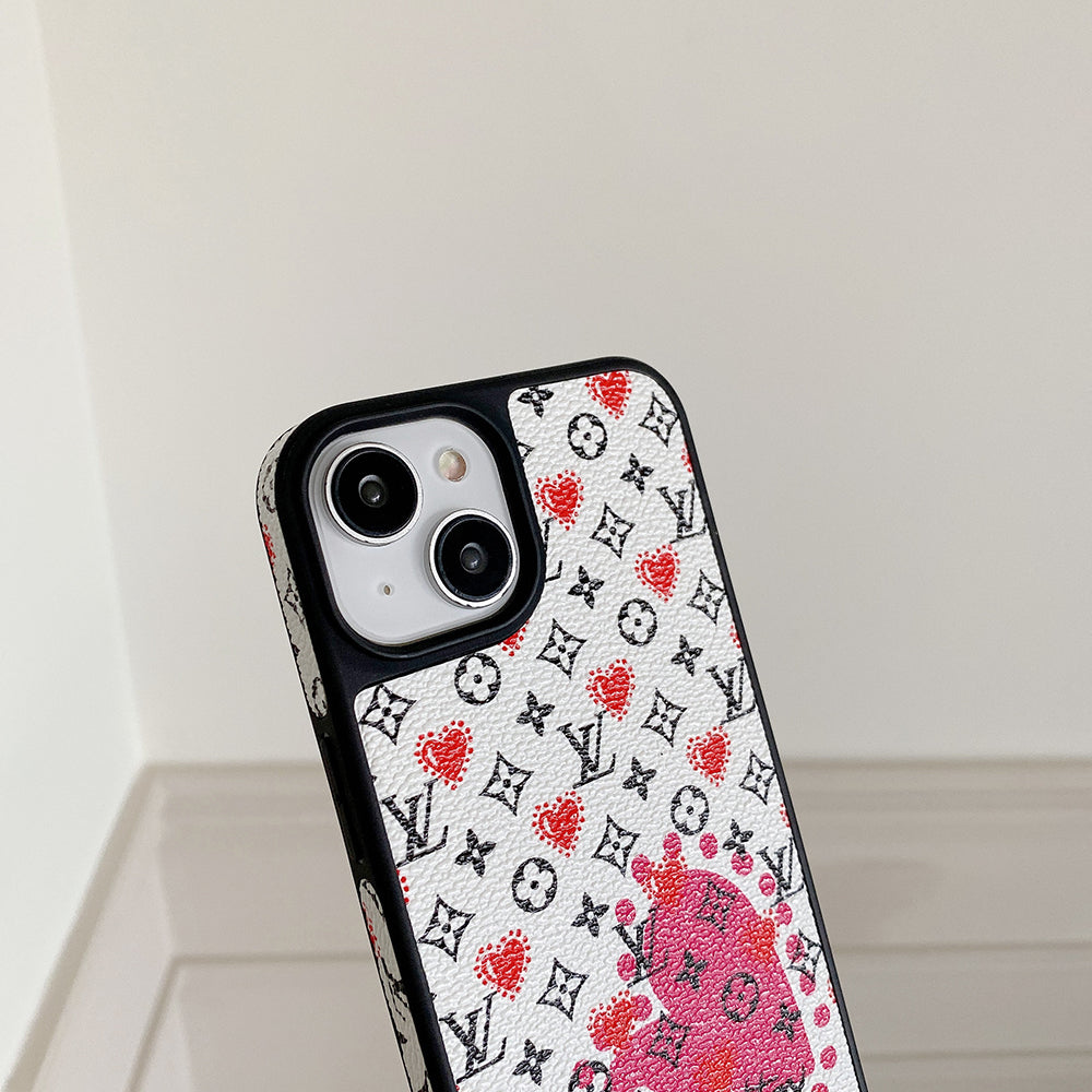 Luxe leren iPhone-hoesje met ballon & hart