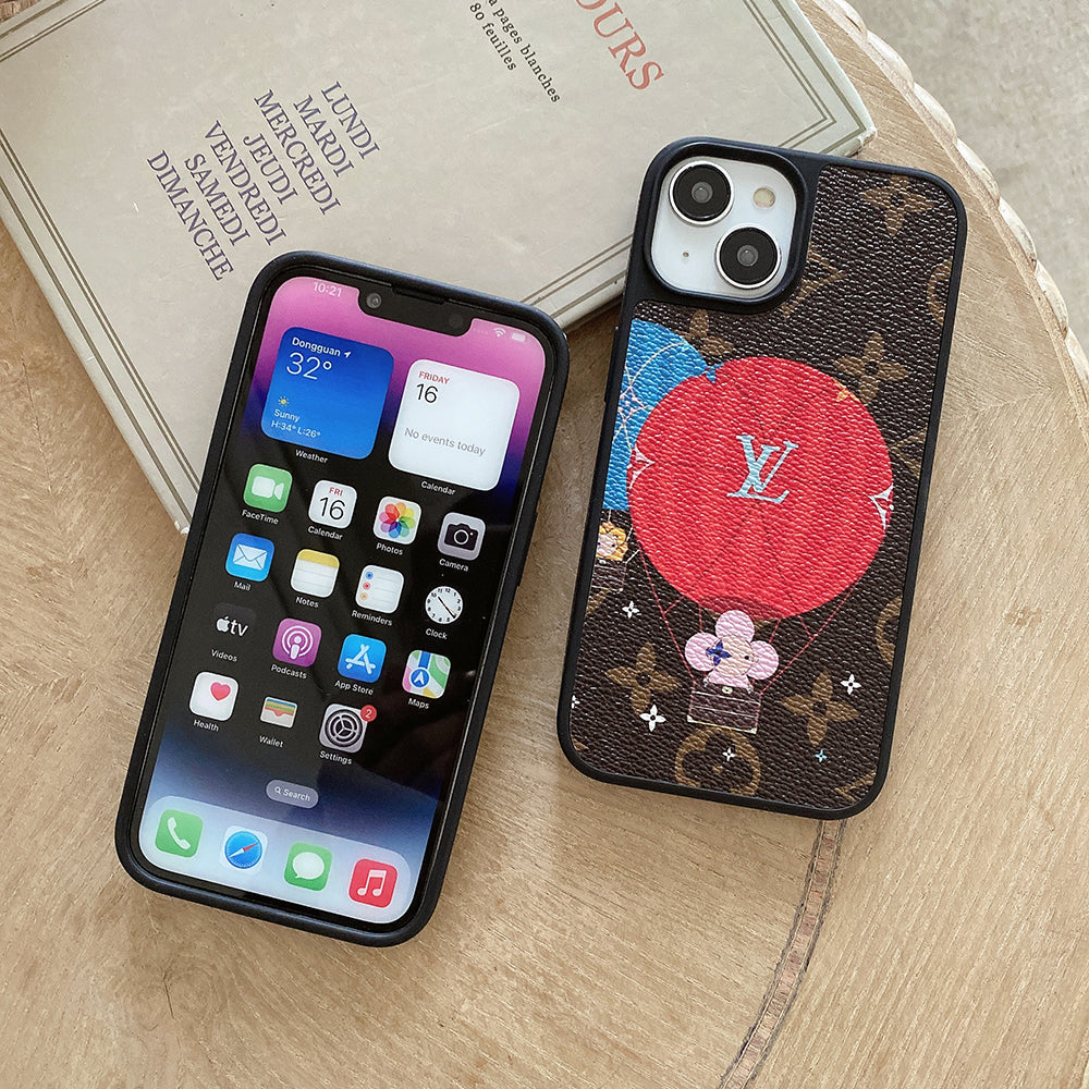 Luxe leren iPhone-hoesje met ballon & hart