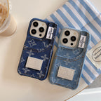 Étui pour iPhone en tissu denim avec porte-cartes intégré