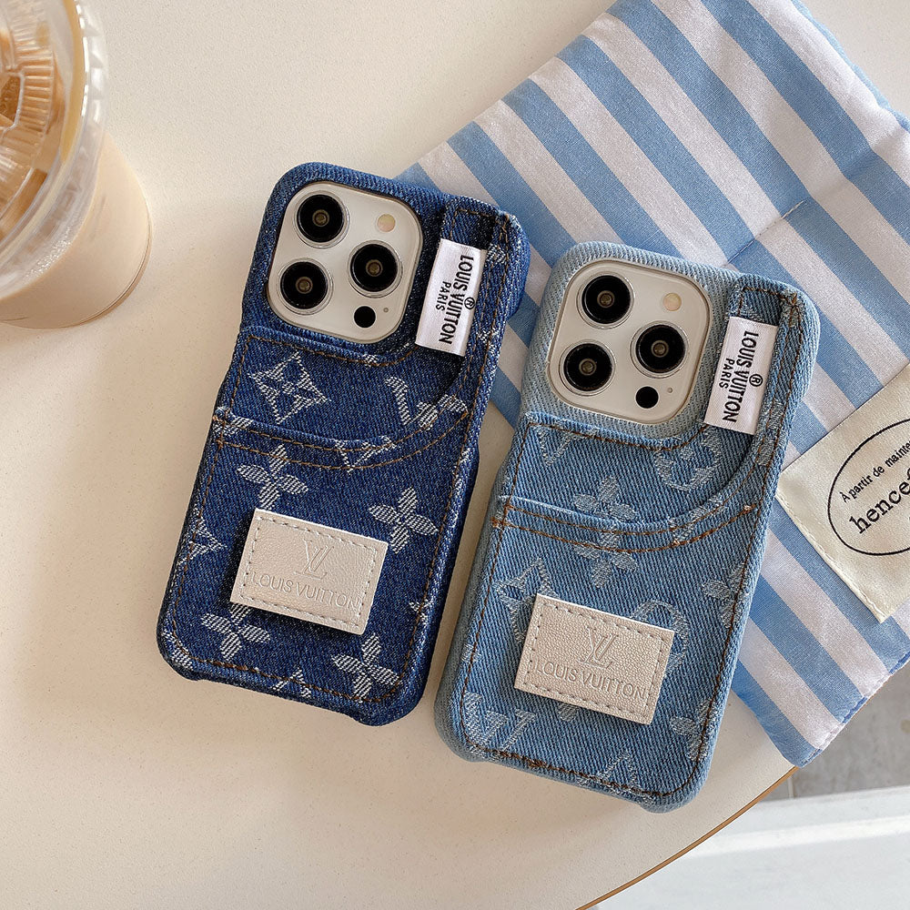 Étui pour iPhone en tissu denim avec porte-cartes intégré