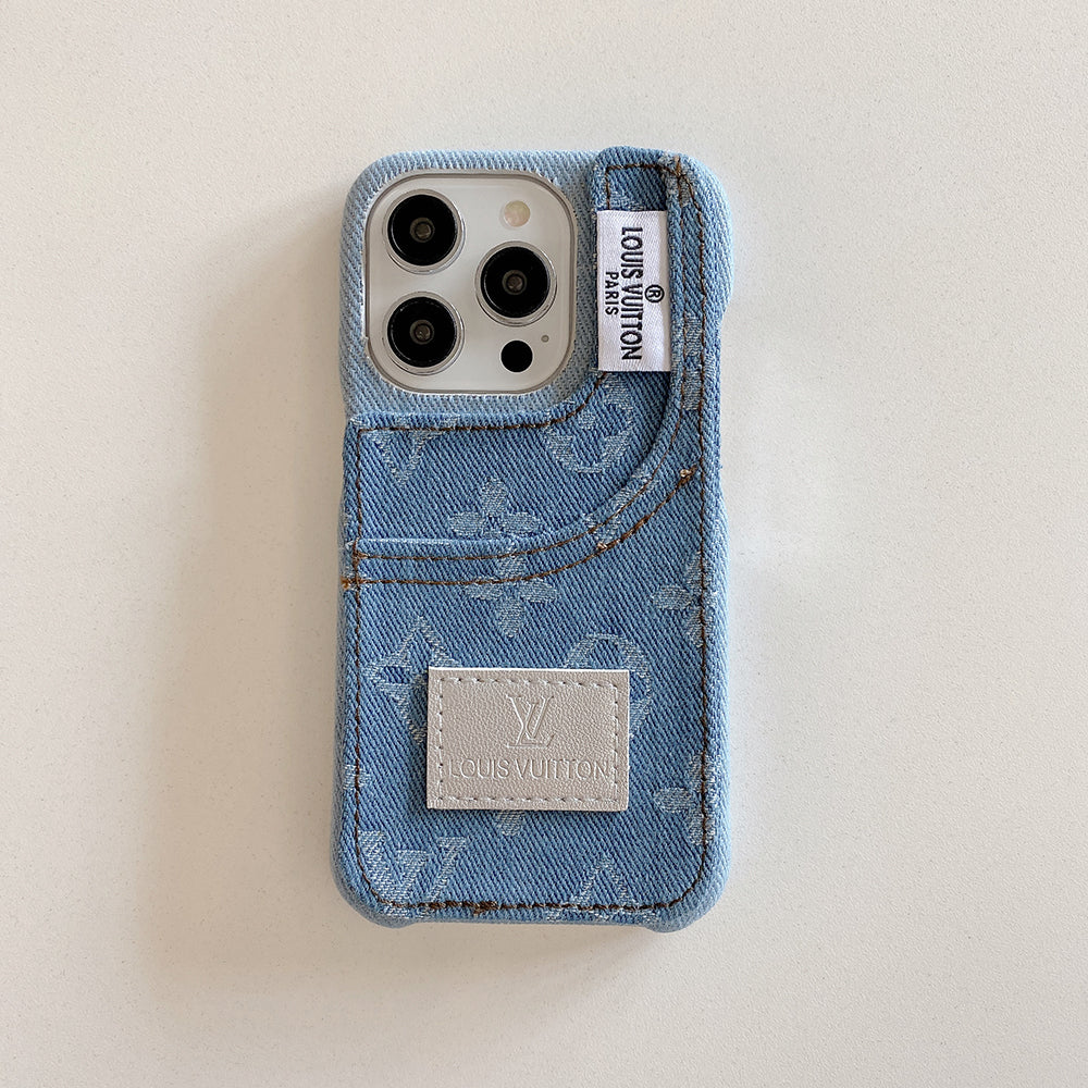 Étui pour iPhone en tissu denim avec porte-cartes intégré