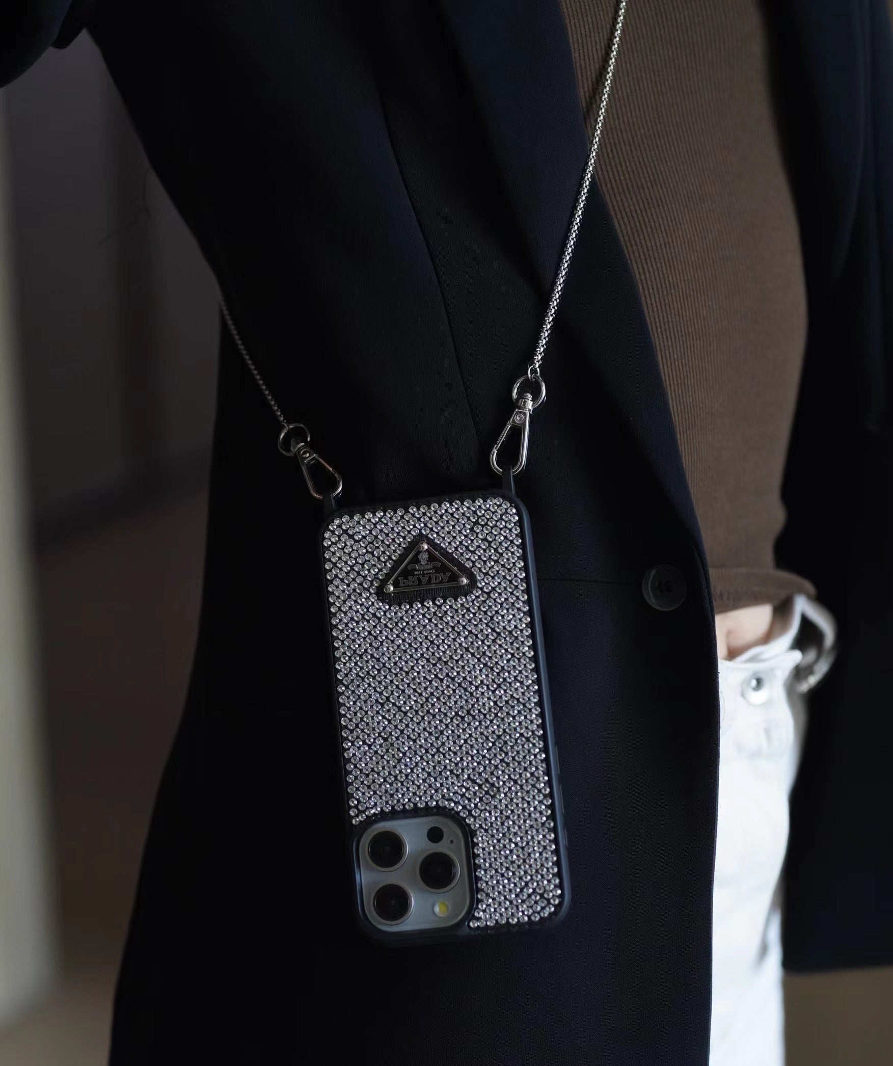 Luxe diamanten crossbody iPhone-hoesje