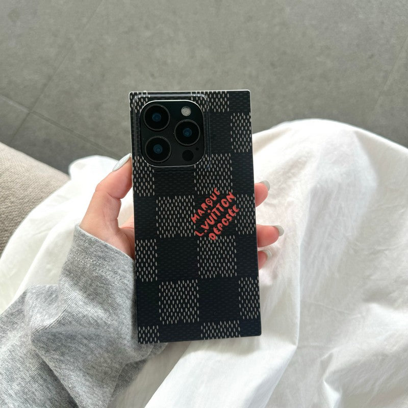 奢華黑色<lAMP>白色方形 iPhone 手機殼