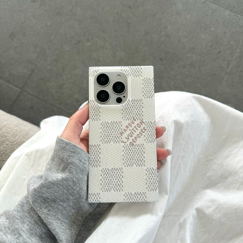 奢華黑色<lAMP>白色方形 iPhone 手機殼