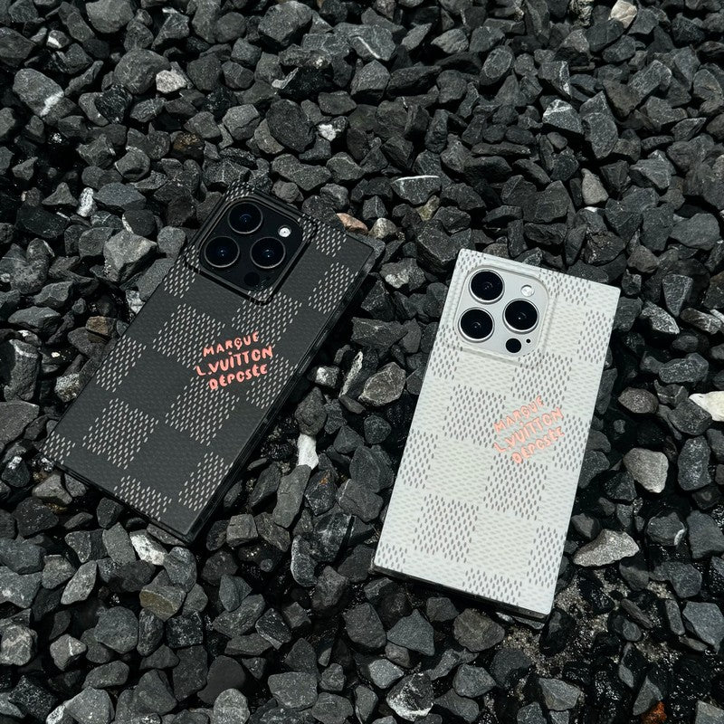 奢華黑色<lAMP>白色方形 iPhone 手機殼