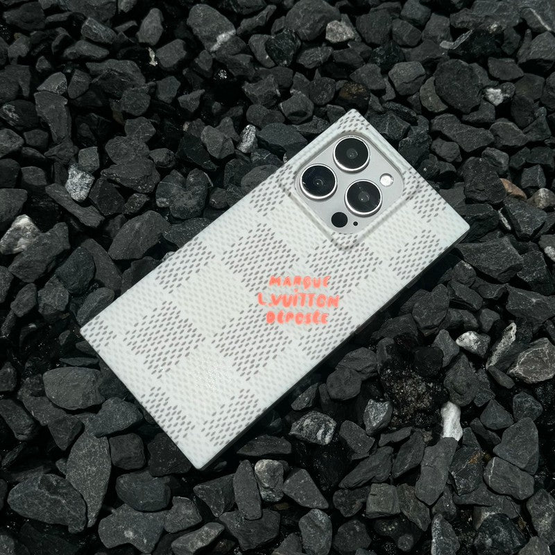 奢華黑色<lAMP>白色方形 iPhone 手機殼