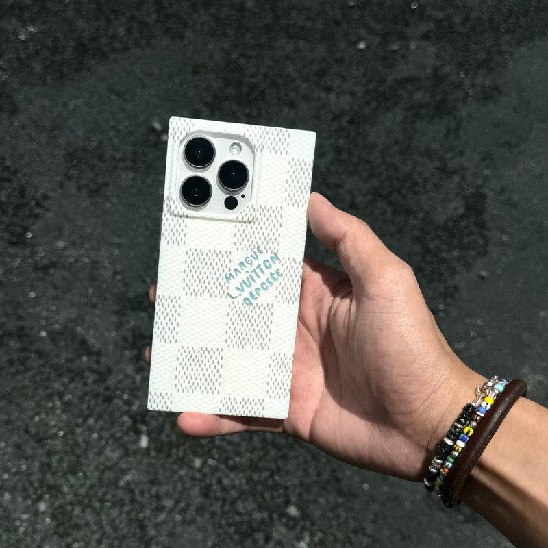 奢華黑色<lAMP>白色方形 iPhone 手機殼