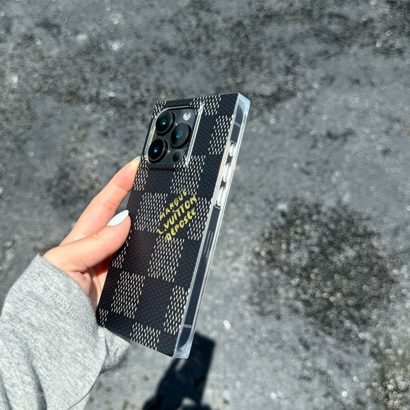 奢華黑色<lAMP>白色方形 iPhone 手機殼