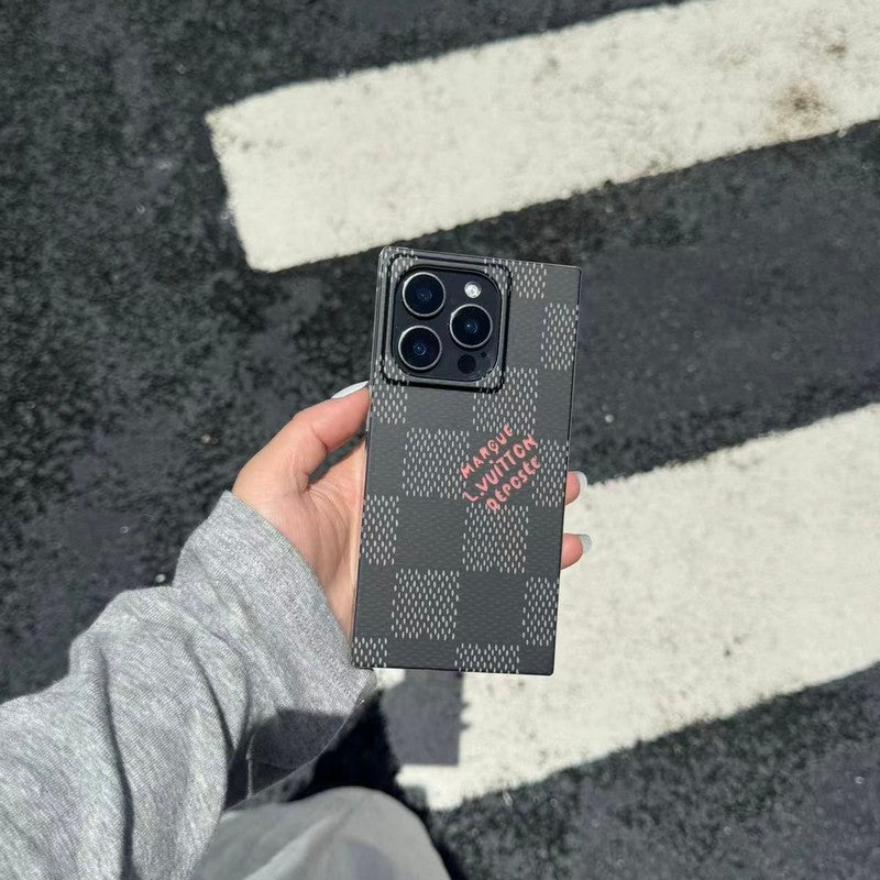 ラグジュアリー ブラック<lAMP>ホワイト スクエア iPhone ケース