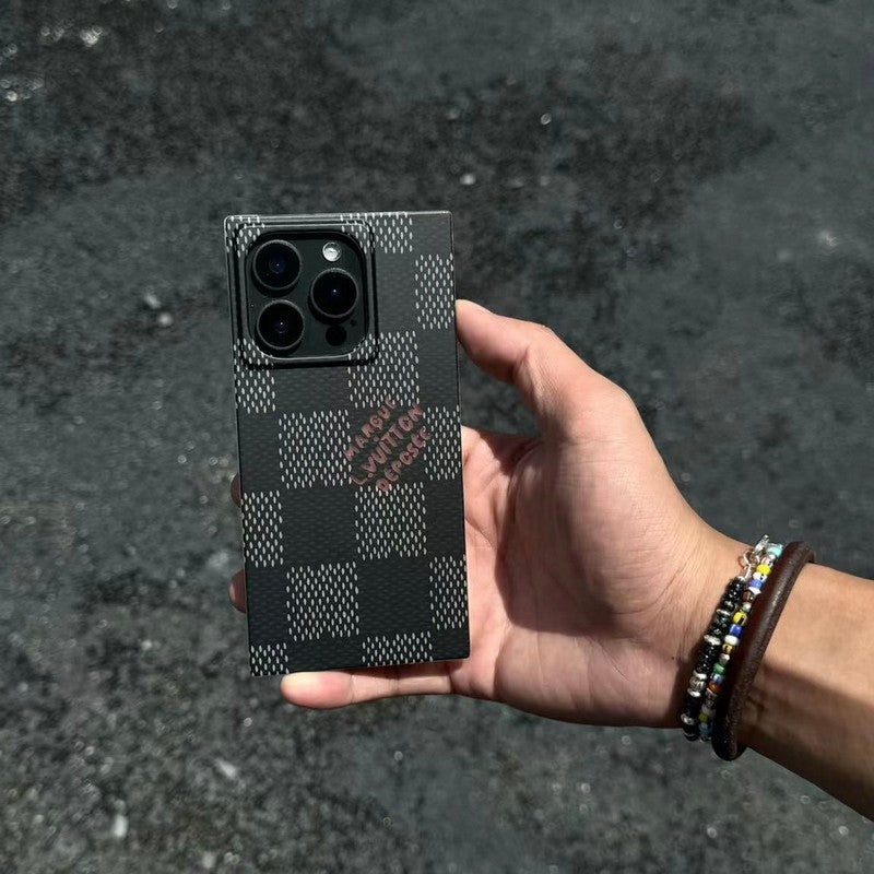 奢華黑色<lAMP>白色方形 iPhone 手機殼
