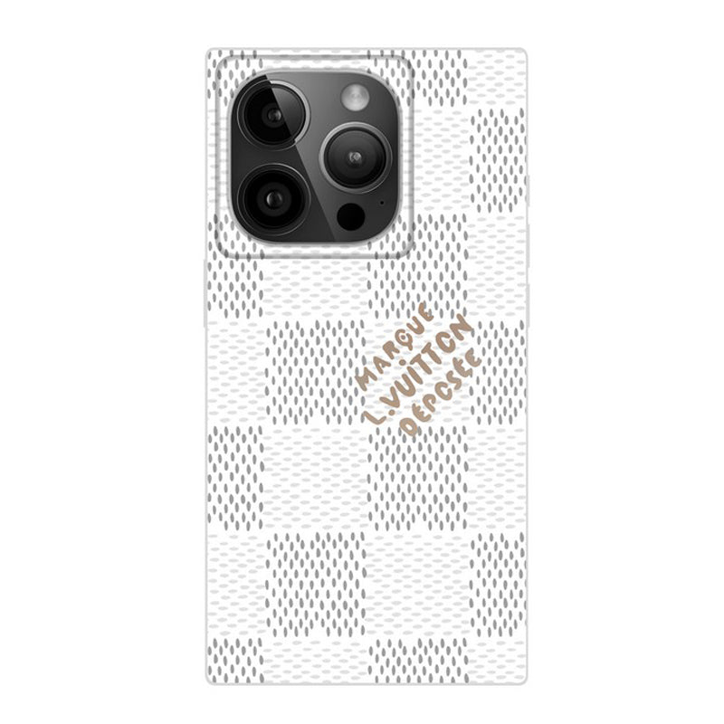 ラグジュアリー ブラック<lAMP>ホワイト スクエア iPhone ケース