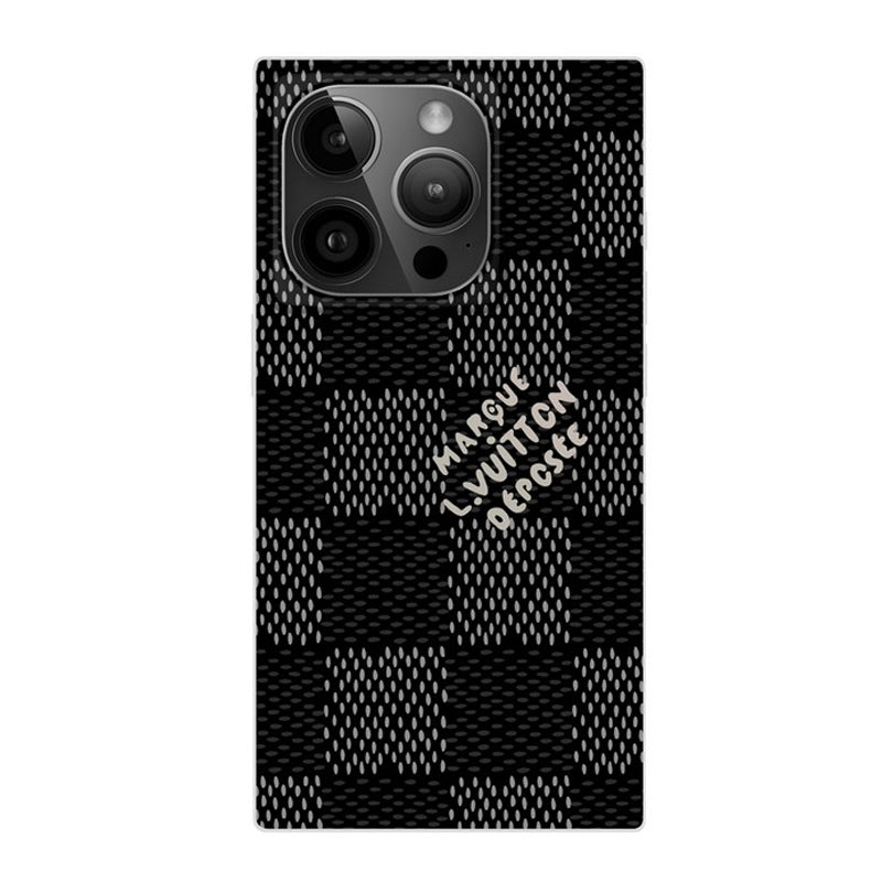 ラグジュアリー ブラック<lAMP>ホワイト スクエア iPhone ケース