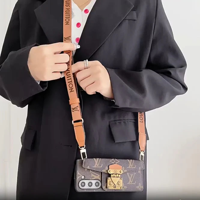 حقيبة بطاقات قفل فاخرة، سلسلة كروس، حافظة سامسونج Z قابلة للطي
