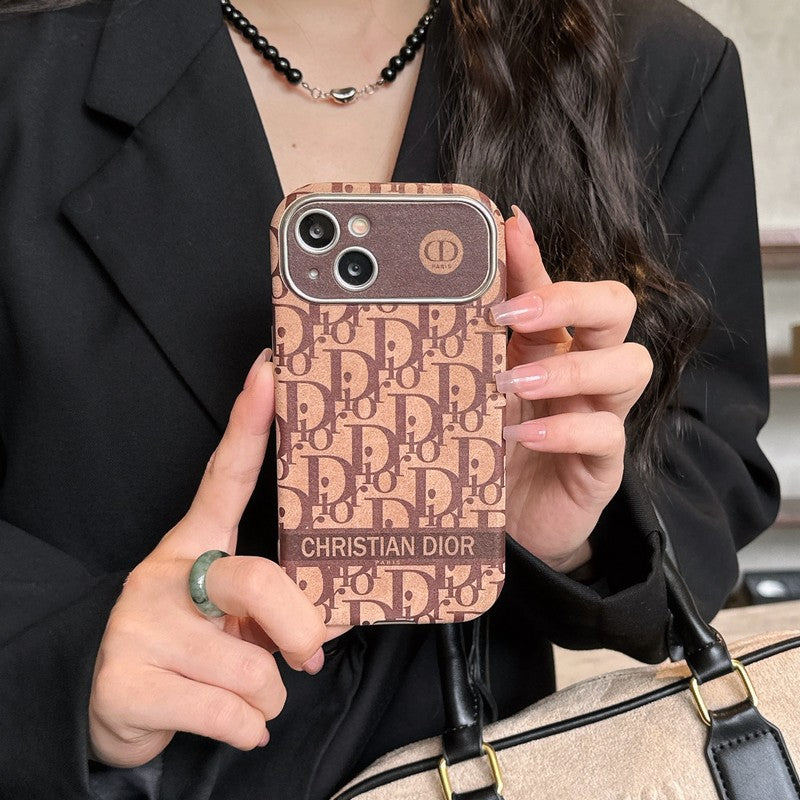 Fashion White & Brown Color Leather iPhone Case