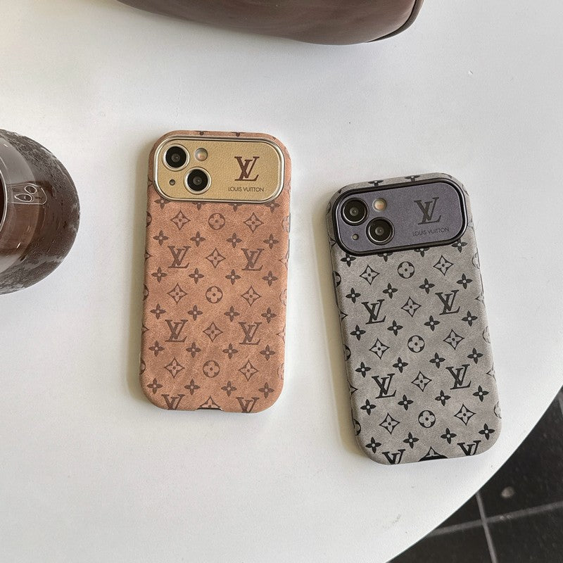 高級ブラウン & ブラック クラシック レザー iPhone ケース