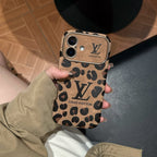 Étui pour iPhone en cuir de couleur marron de luxe & violet