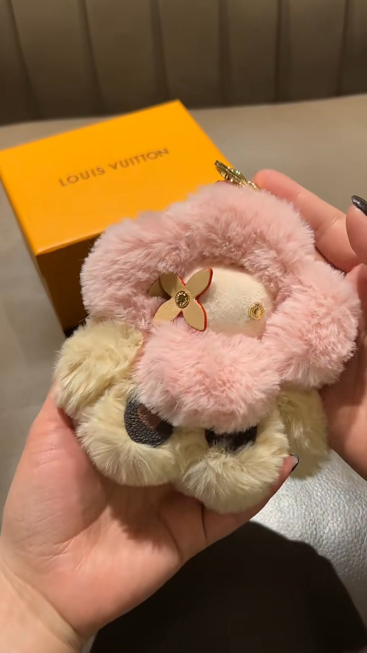 Porte-clés en peluche tournesol mignon et moelleux