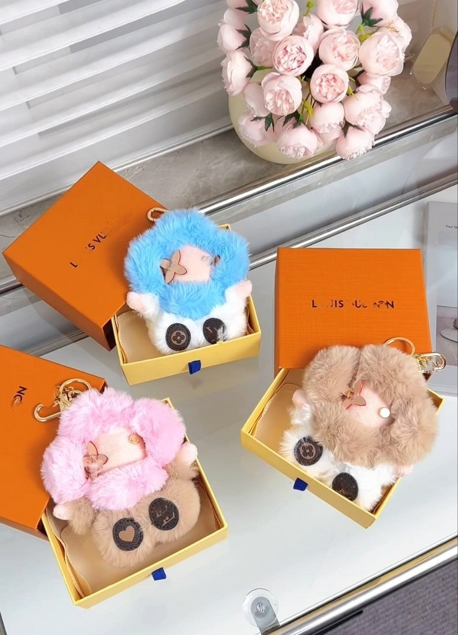 Porte-clés en peluche tournesol mignon et moelleux