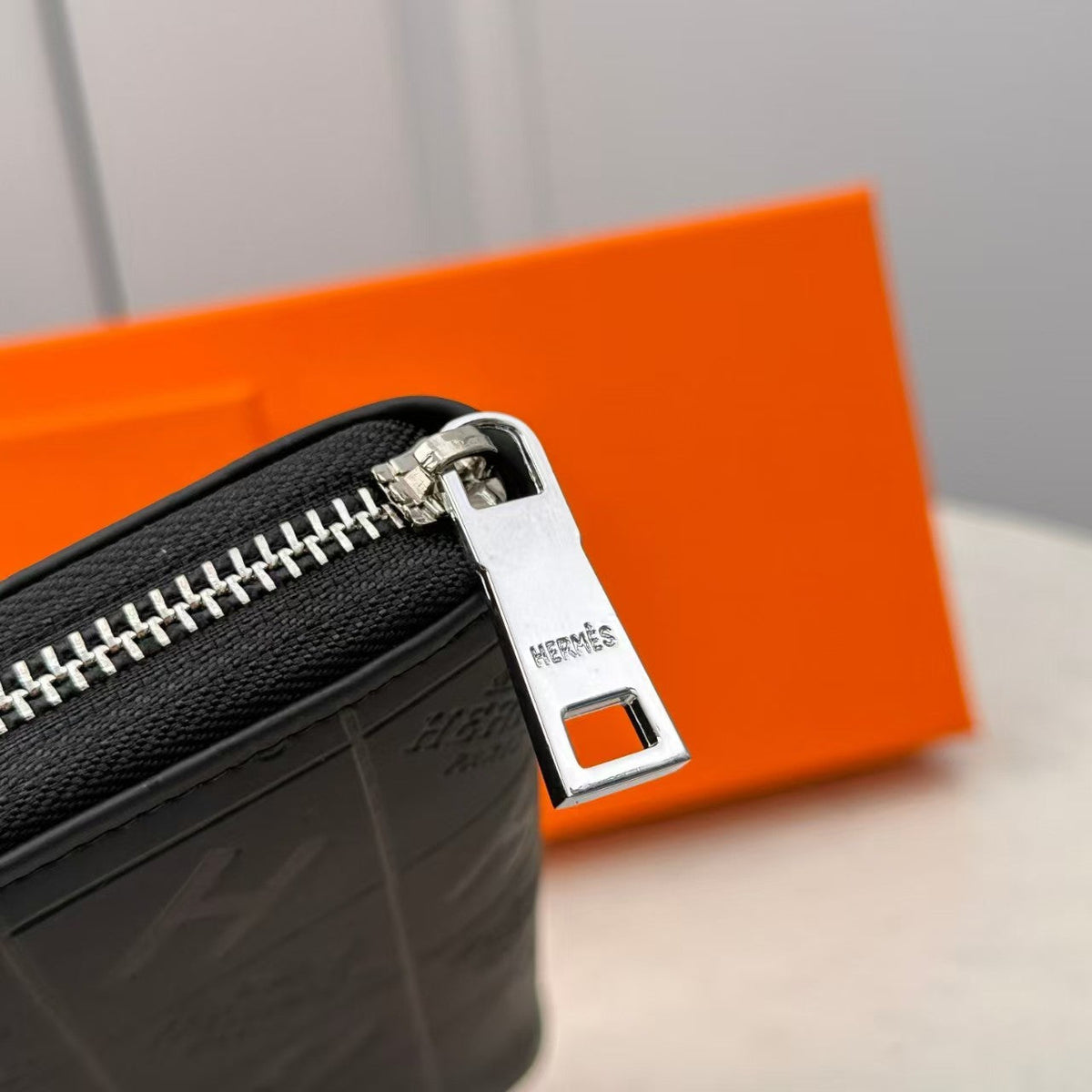 H Schwarz Embossed Leder Geldbörse – Ansicht 6