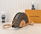 Elegant Fan-Shaped Leather Crossbody Bag