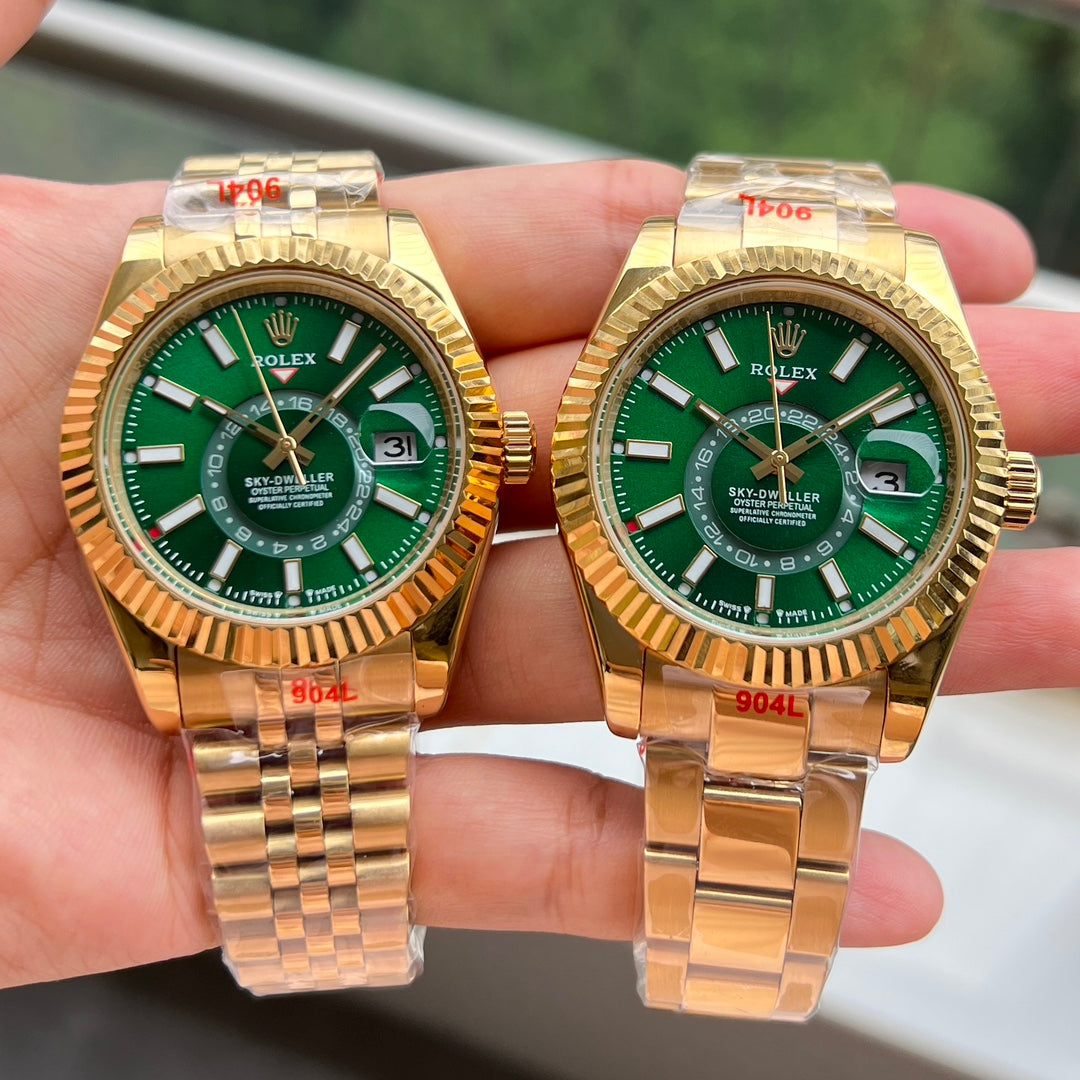 Luxury Automatic Men's Watch – Gold Case with Green Dial