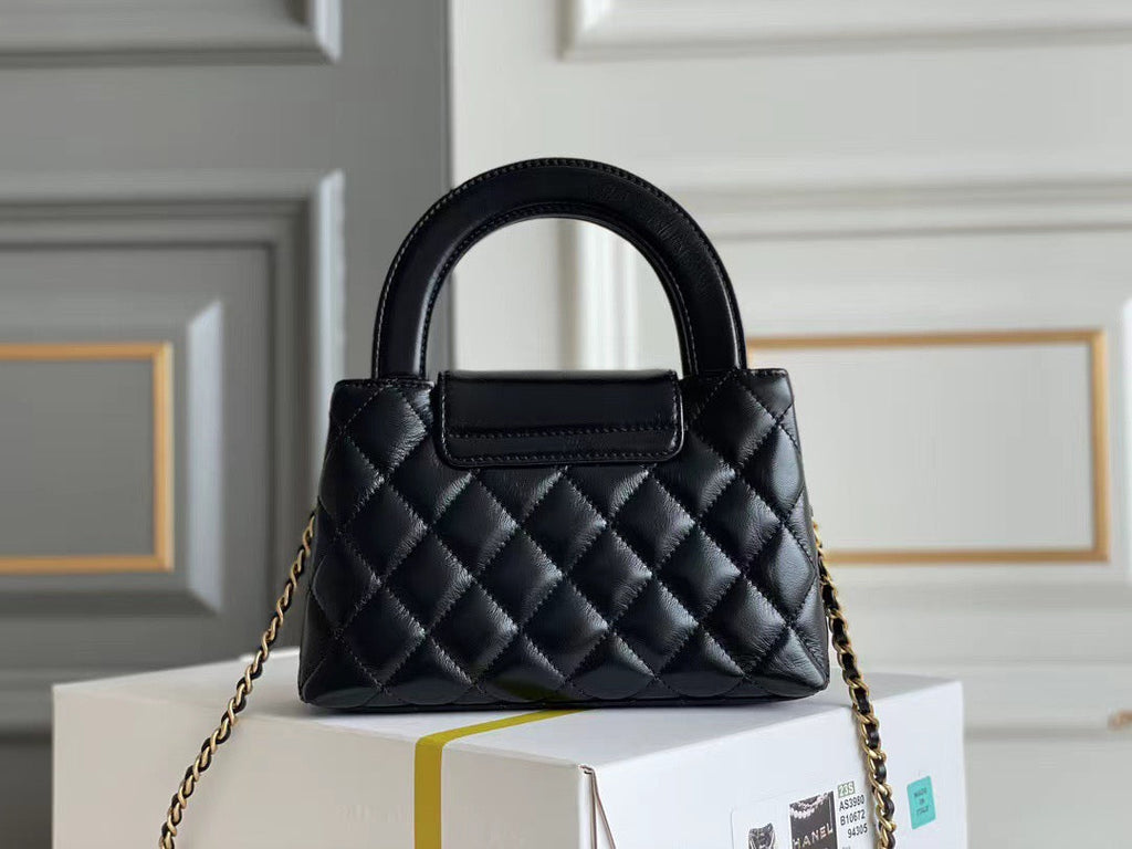 Noir Quilted Top-Handle Chain Mini Bag 026