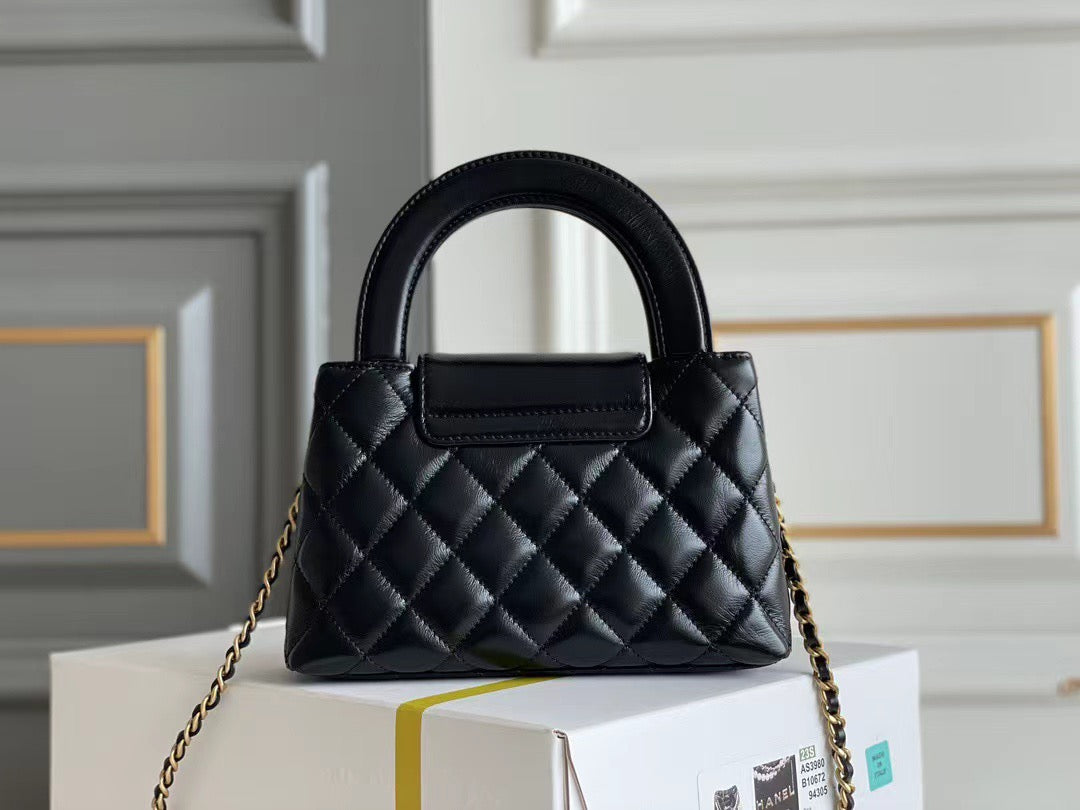 Noir Quilted Top-Handle Chain Mini Bag 026