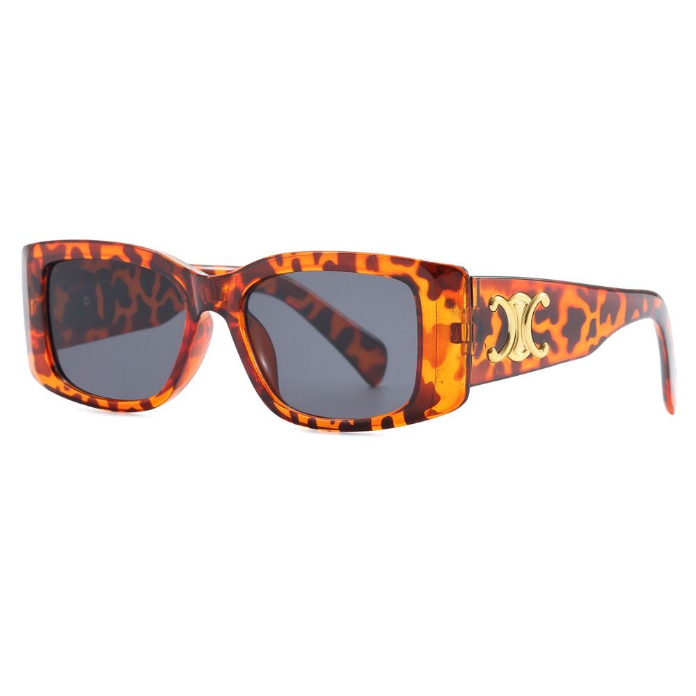 Luxury Retro Sunglasses with Gold Plaque