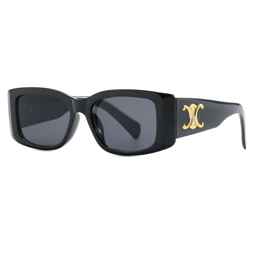 Luxury Retro Sunglasses with Gold Plaque