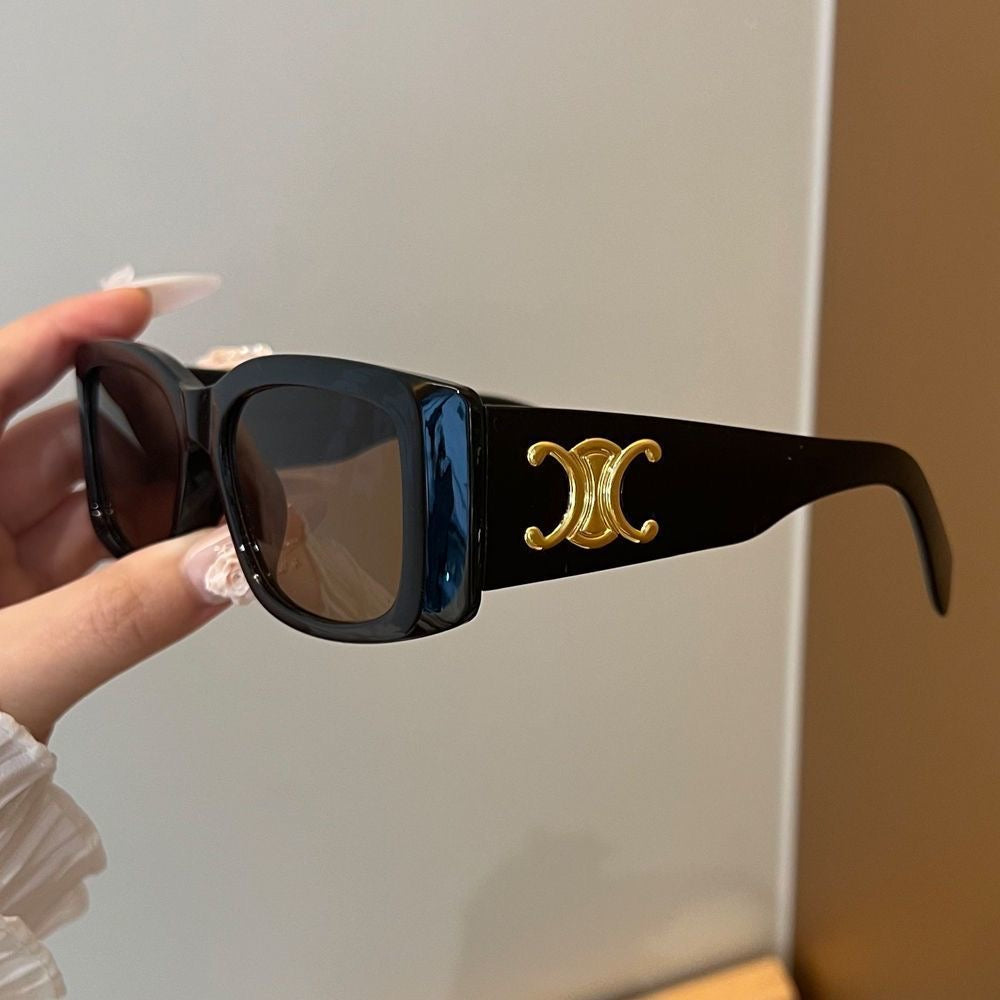 Luxury Retro Sunglasses with Gold Plaque