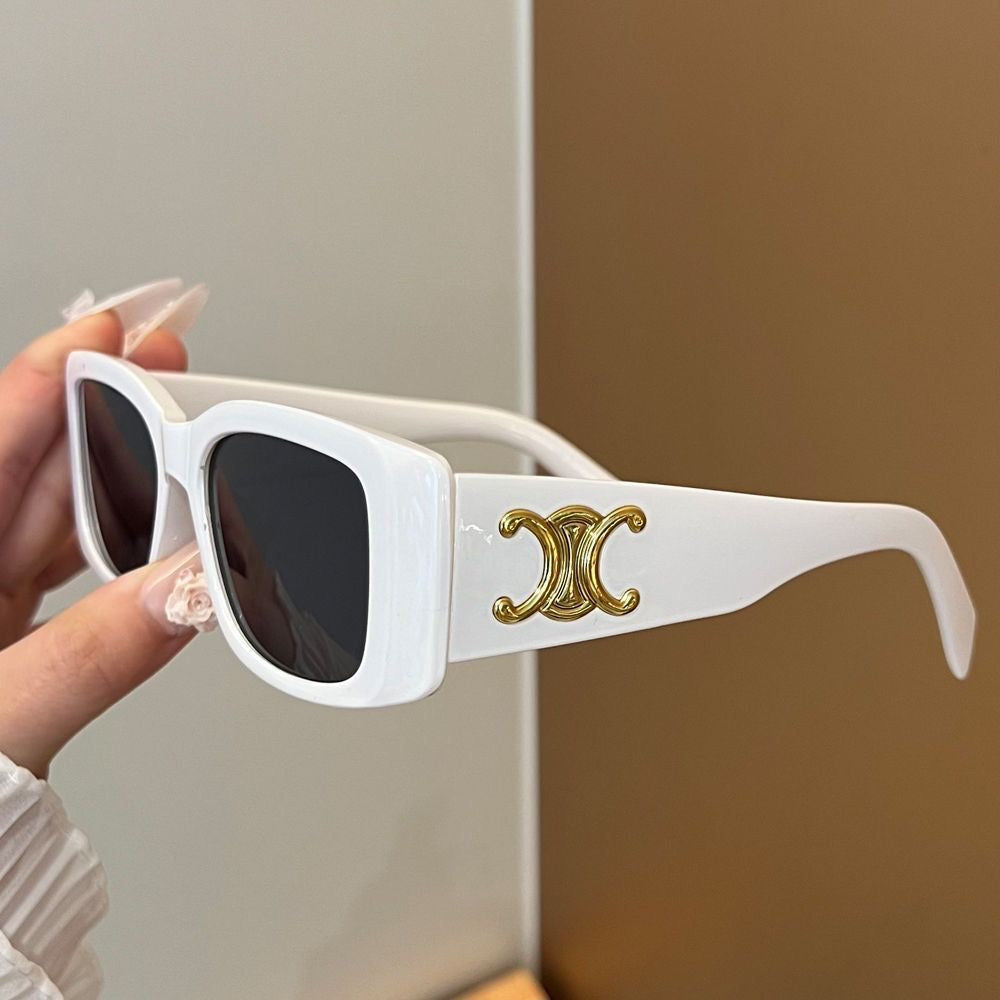 Luxury Retro Sunglasses with Gold Plaque