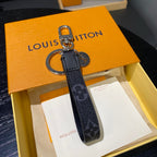 Luxury Leather Keychain – Classic Monogram Design