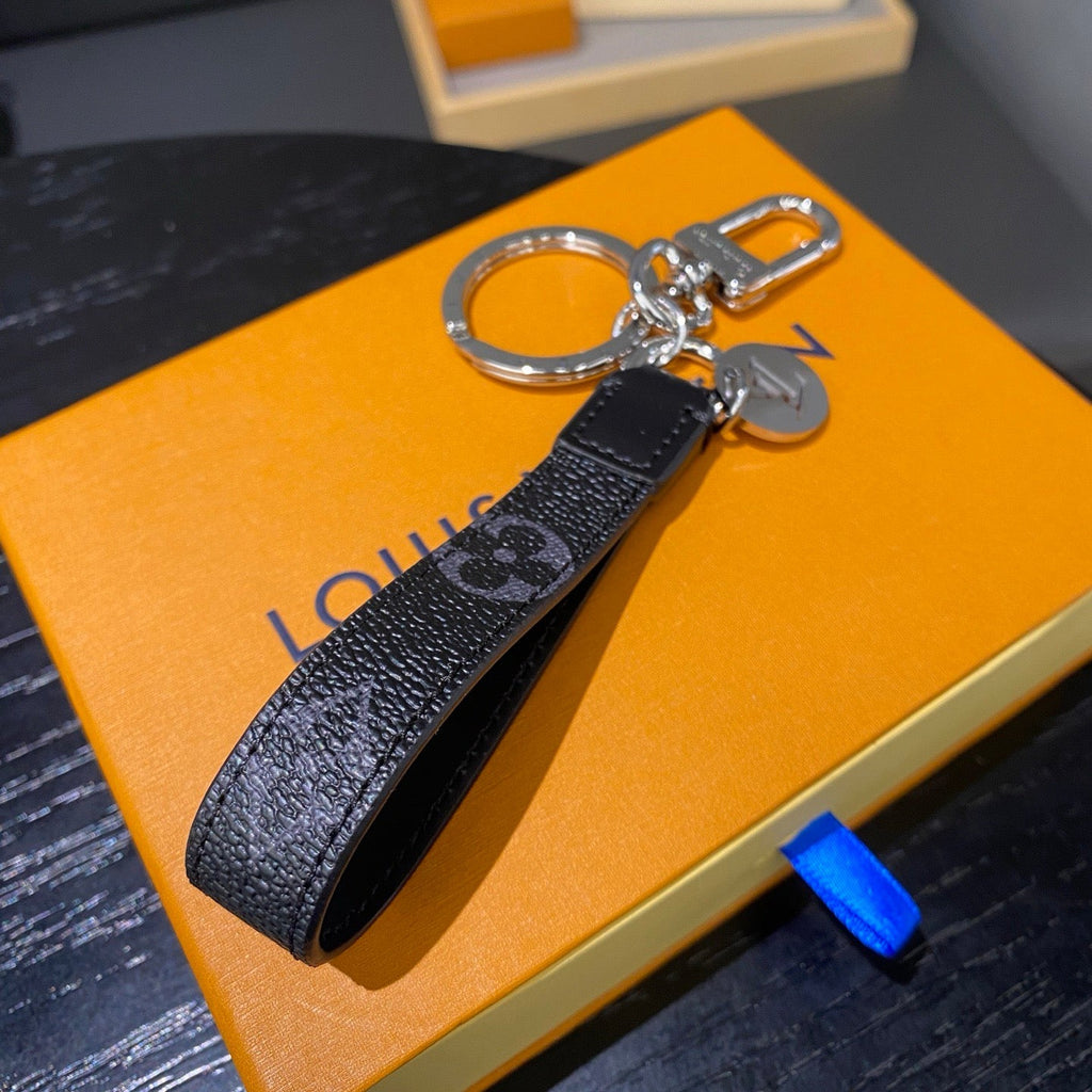 Luxury Leather Keychain – Classic Monogram Design