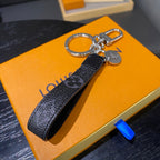 Luxury Leather Keychain – Classic Monogram Design