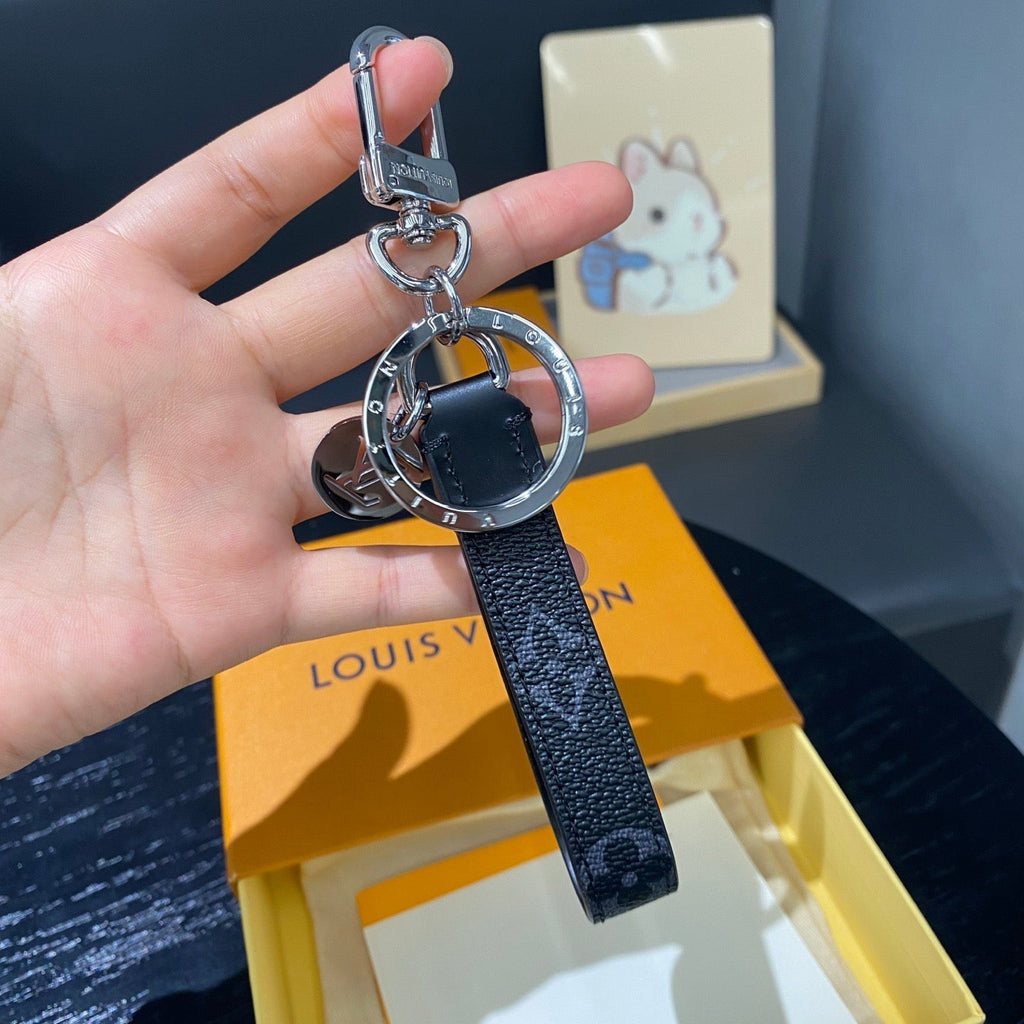 Luxury Leather Keychain – Classic Monogram Design