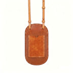 Handmade leather phone bag with shoulder strap