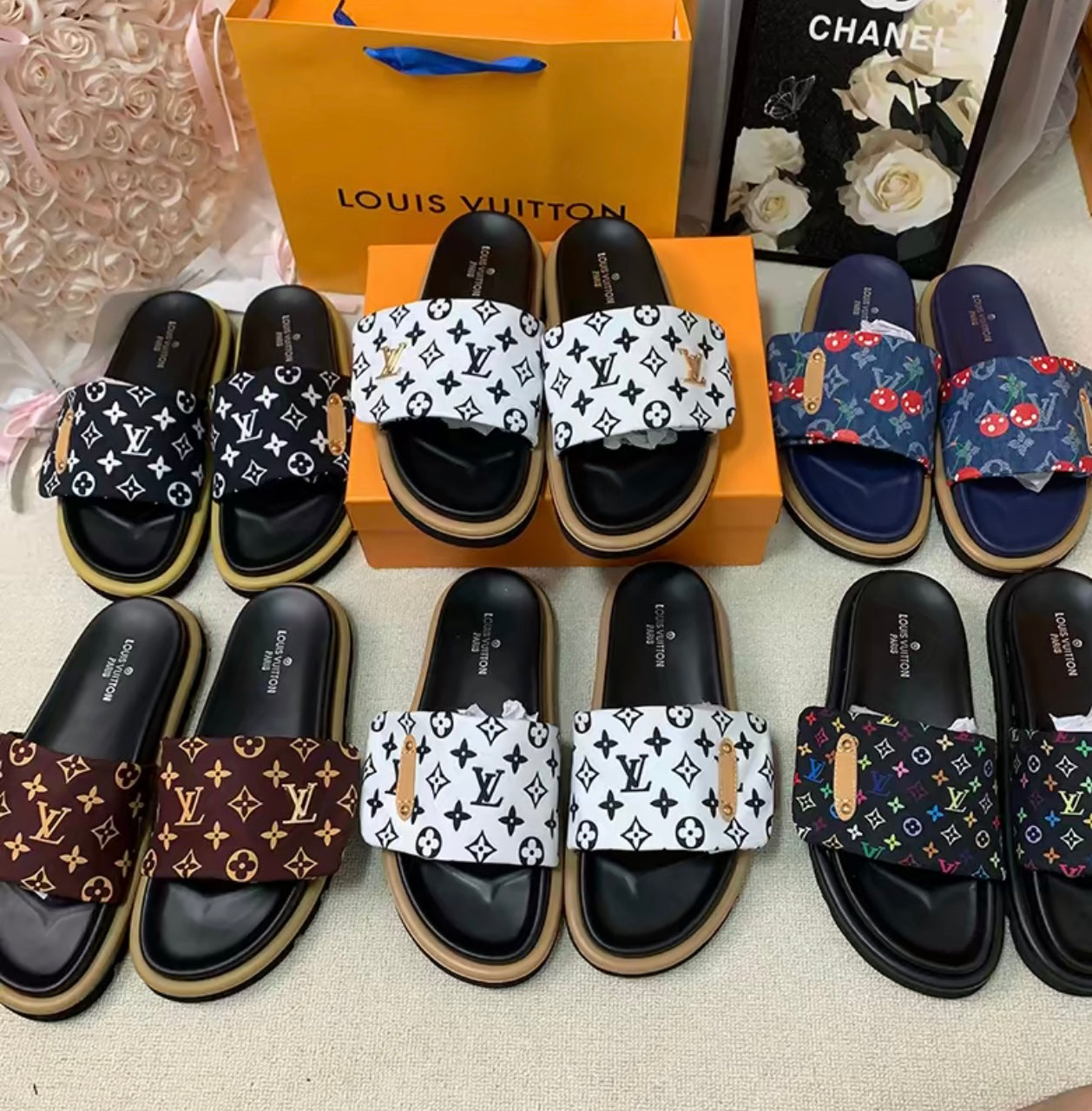 Trendy adjustable platform slippers with velcro straps