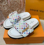 Trendy adjustable platform slippers with velcro straps