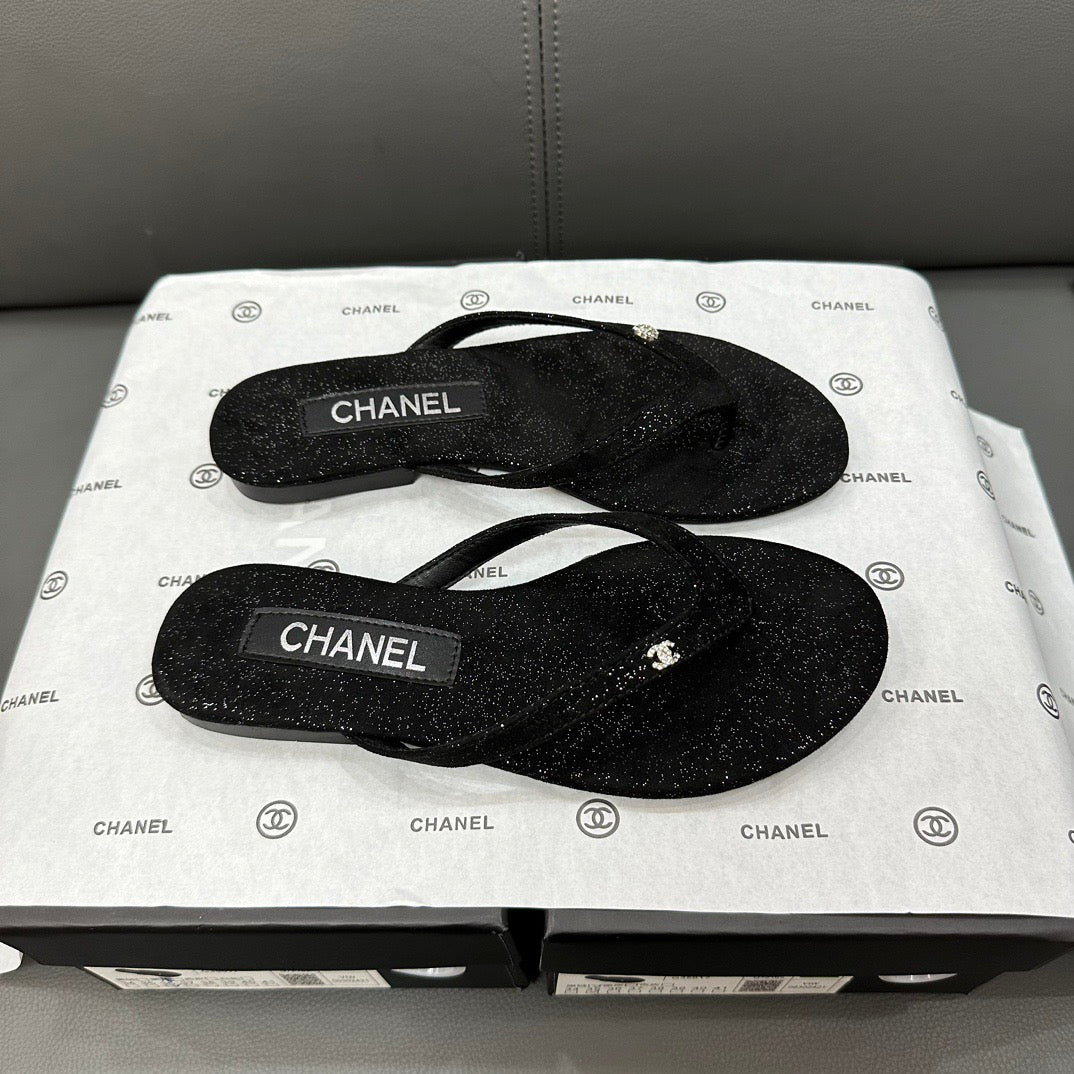 Fashion glitter rhinestone thong flat slides